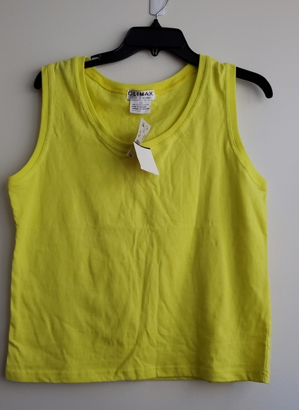climax Tops - Chartreuse Sleeveless Cotton Tee Size L NWT